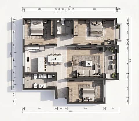 2.5D floor plan example generated by FloorDrafter