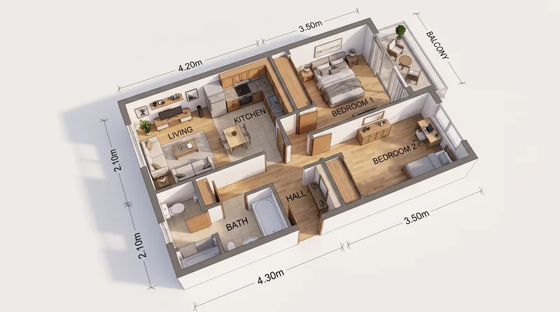 3D floor plan example generated by FloorDrafter