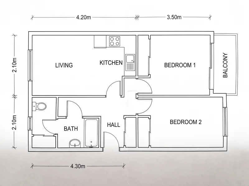 Technical floor plan example generated by FloorDrafter