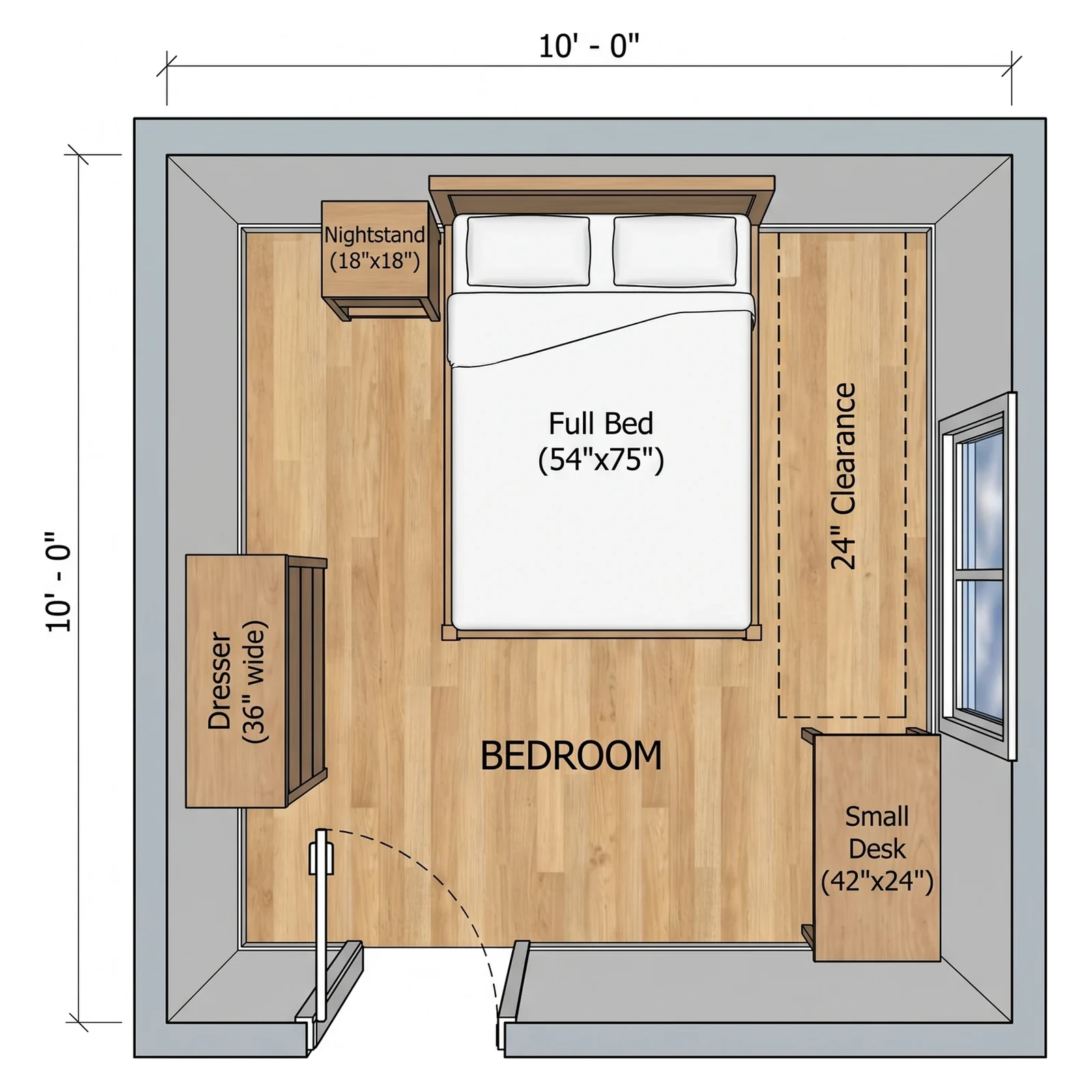 Small bedroom — What FloorDrafter returns, depending on what you ask