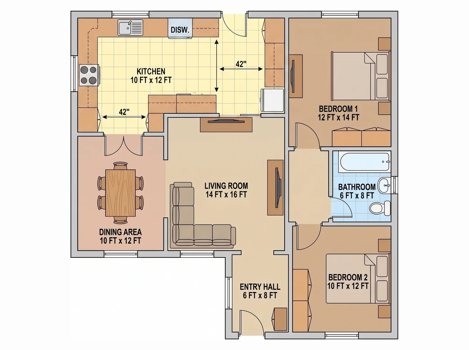 Same walls, L-shaped layout — What FloorDrafter returns, depending on what you ask