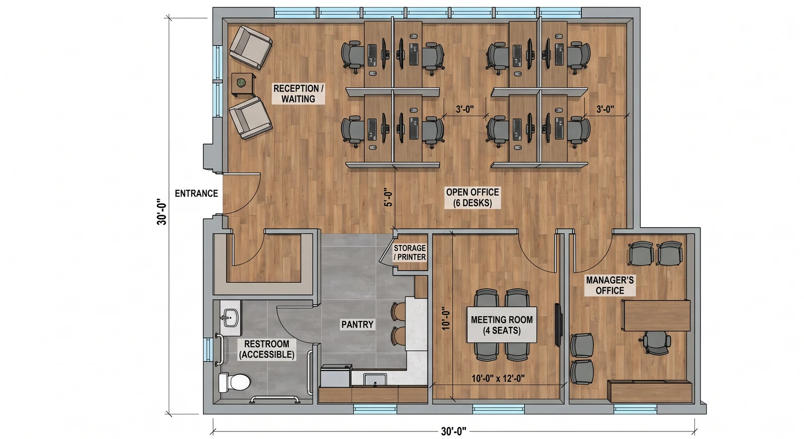 Small suite for 8 — What FloorDrafter returns, depending on what you ask