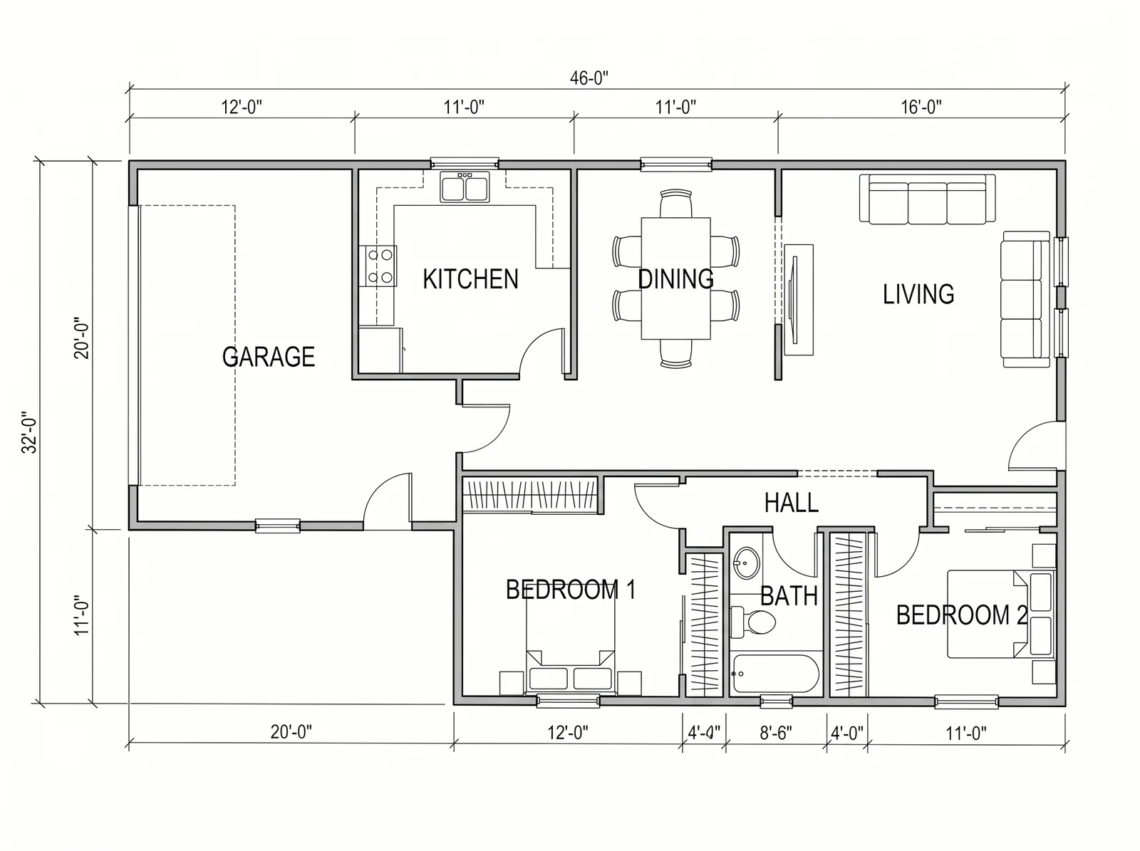 Furniture added at real size — What came back, depending on what was asked